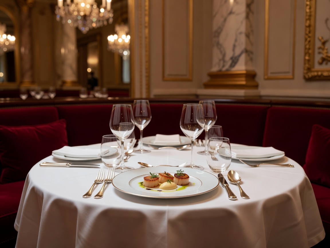 Michelin Star Gourmet Dining Setting at Hotel de Paris
