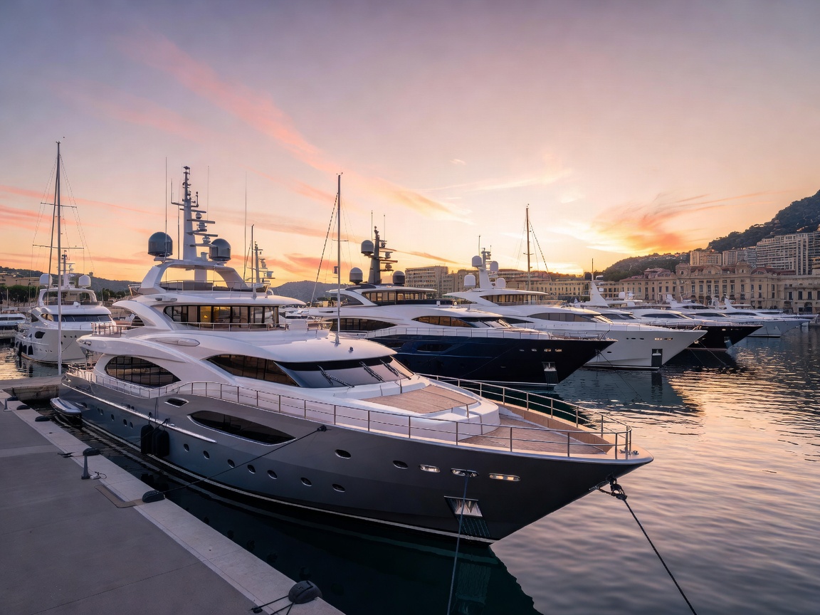 Monaco Yacht Show Superyachts Docked at Sunrise